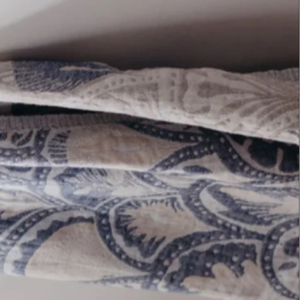 DECO SUCCULENTS Blue + Gray Loom Weave Organic Cotton Set of 2 NEW With Tags